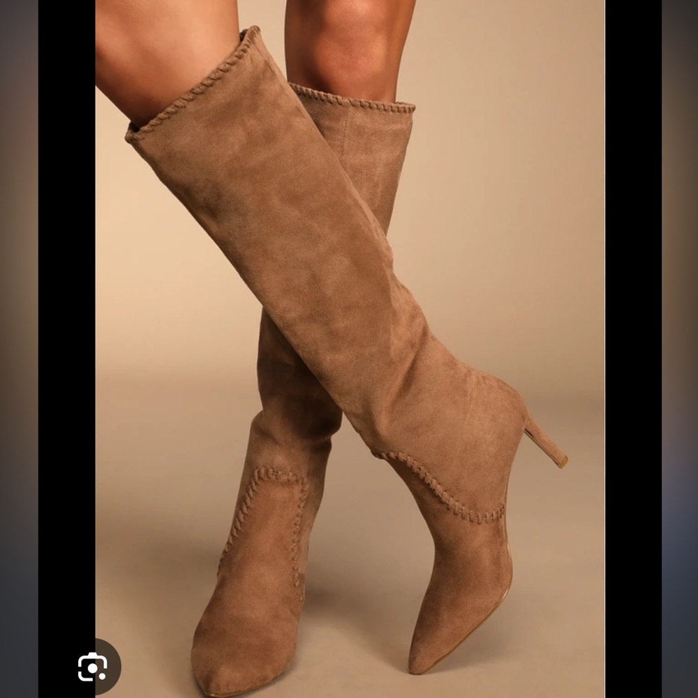 Billini Brielle Pecan Suede Knee-High Slip-On Boots - Picture 2 of 10